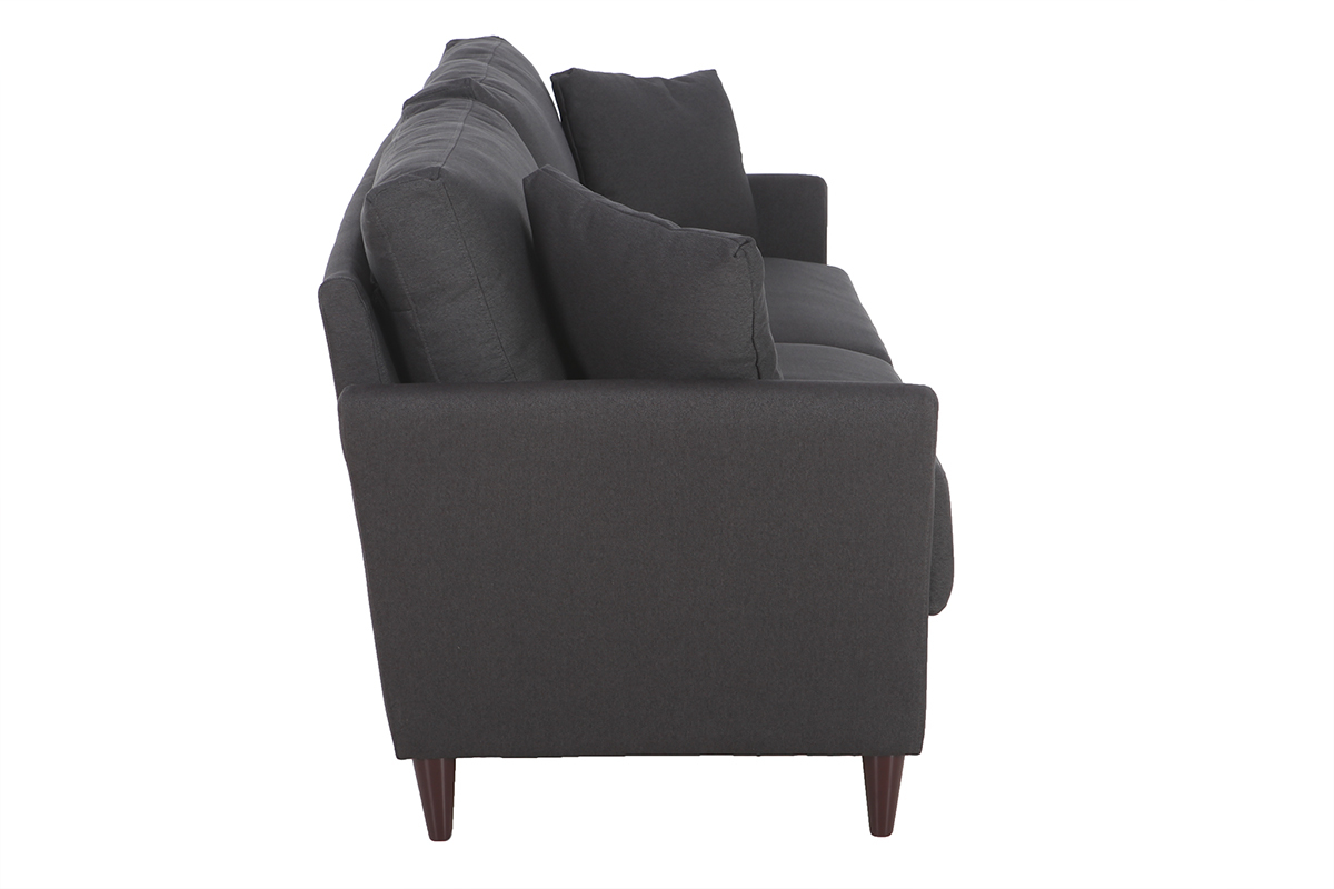 Canap 3 places design en tissu gris fonc avec rangement MEDLEY