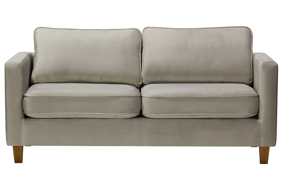 Canap� 3 places design velours gris clair LYRIC