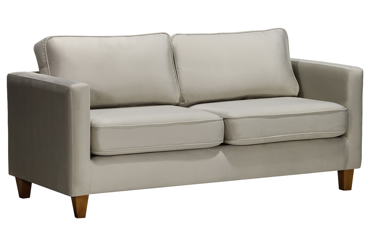 Canap� 3 places design velours gris clair LYRIC