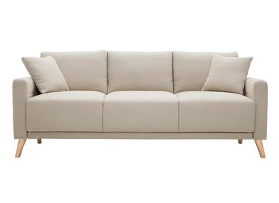 Canapé 3 places en tissu beige et bois clair MUNIK