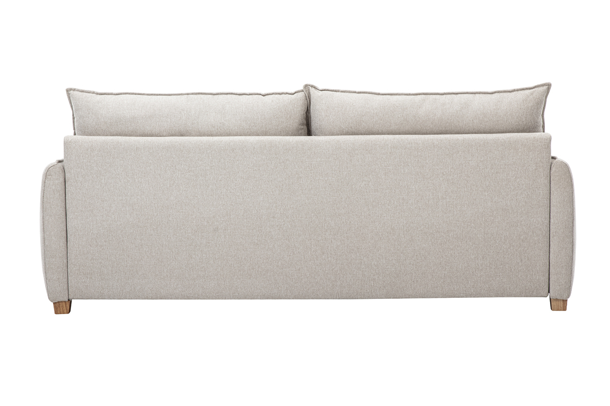 Canap� 3 places beige en tissu effet velours textur� RENZO