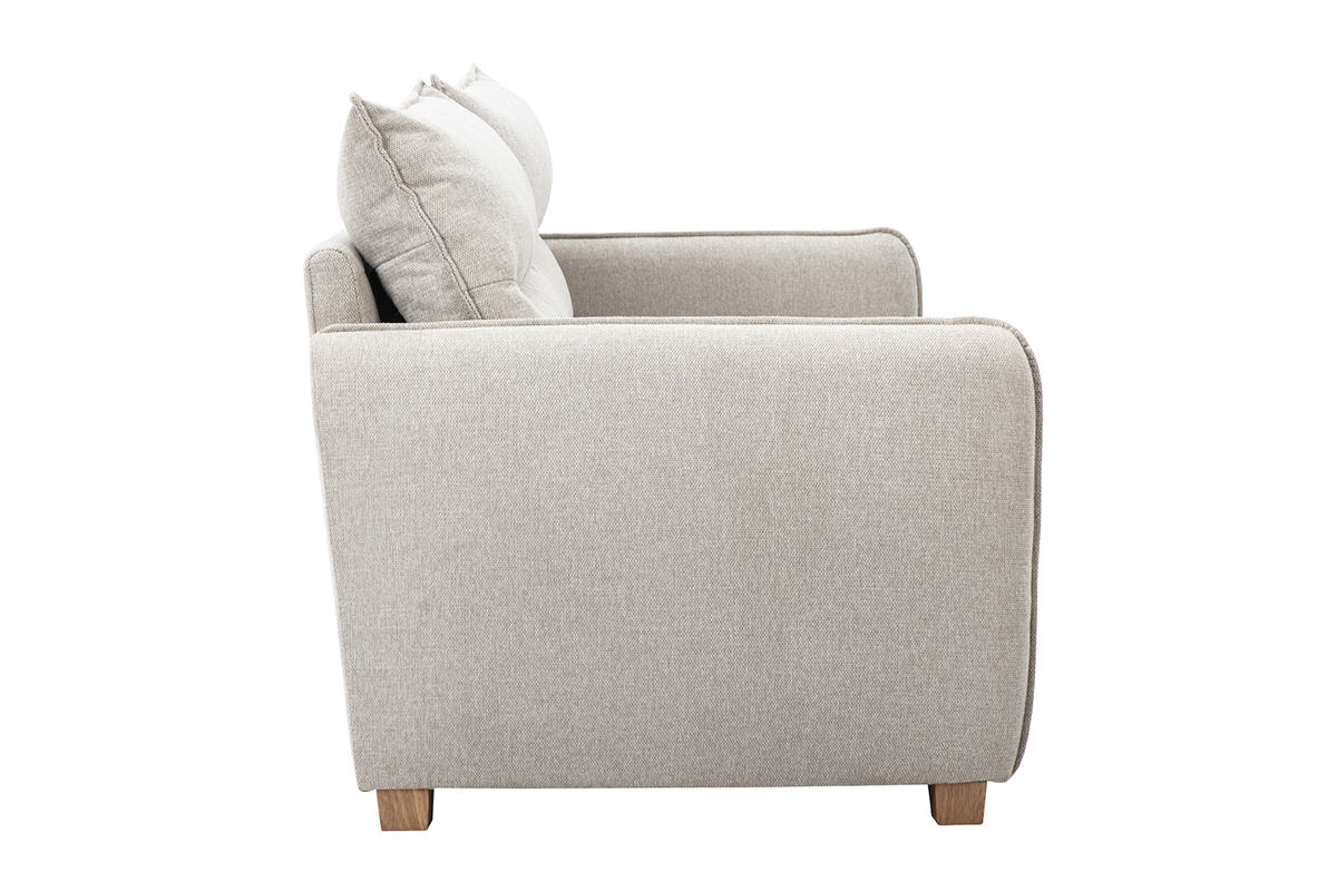 Canap� 3 places en tissu effet velours textur� beige RENZO