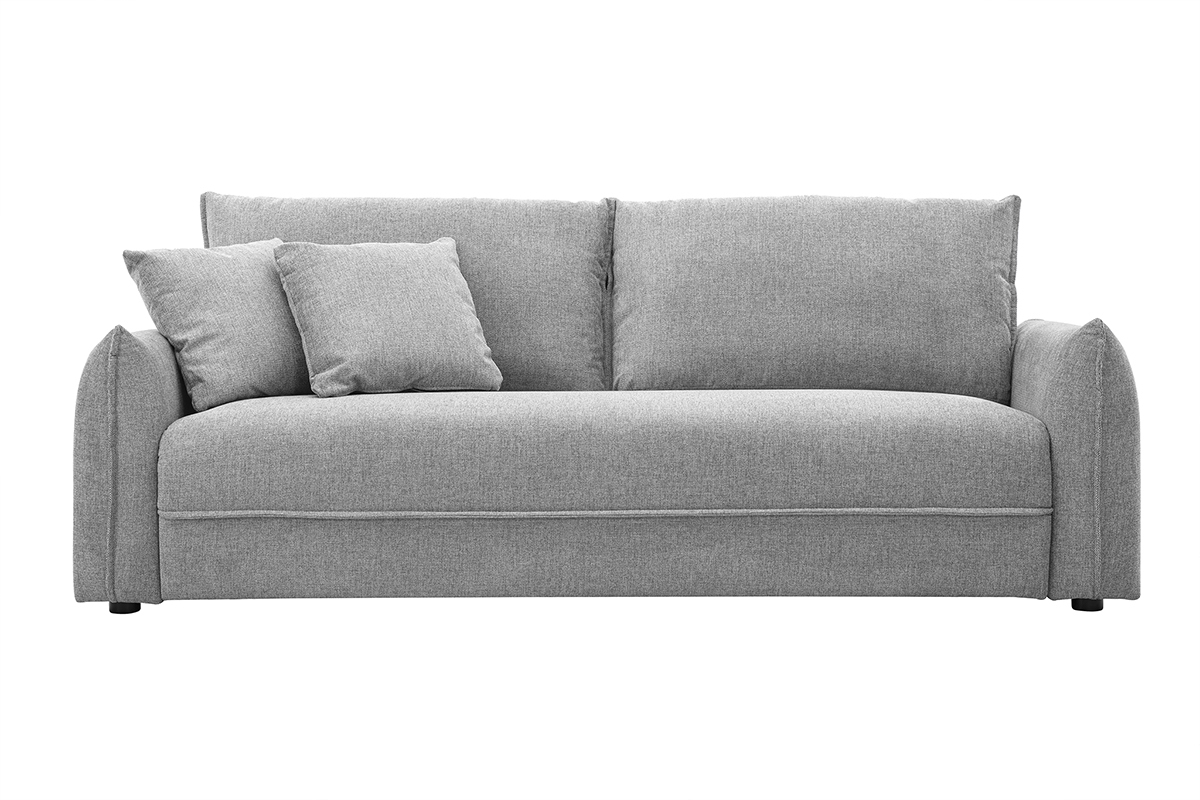 Canap PIO 3 places en tissu velours gris textur