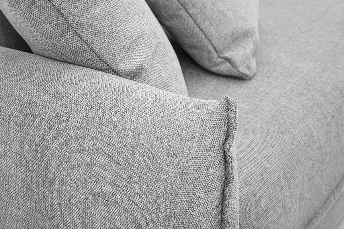 Canap 3 places en tissu effet velours textur gris.