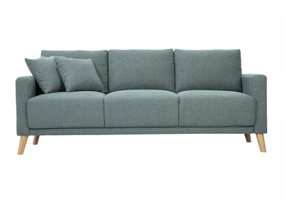 Canapé 3 places en tissu vert de gris et bois clair MUNIK