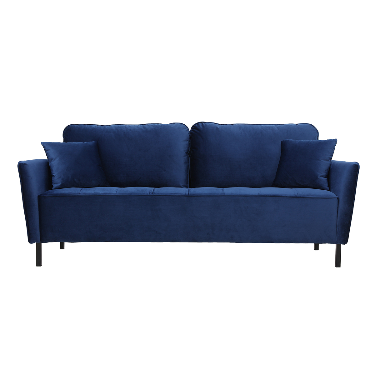 Canapé droit 3 places Bleu Velours Pas cher Design Confort