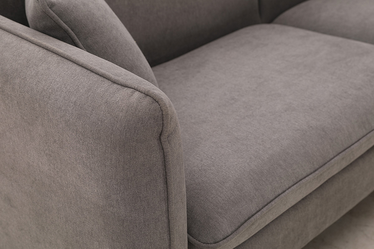 Canap� 3 places scandinave effet velours gris et bois ENIS