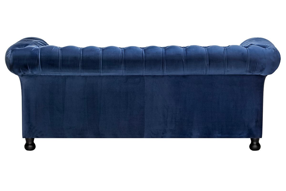 Canap� 3 places velours bleu fonc� CHESTERFIELD