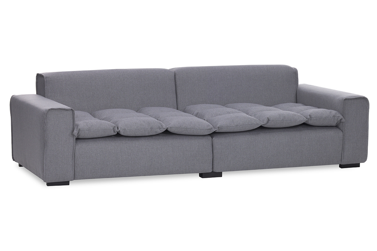 Canap 4 places design tissu gris clair MELLOW