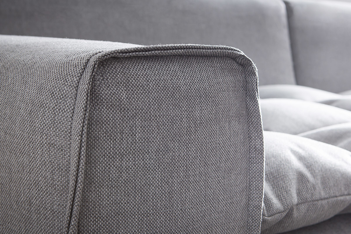 Canap 4 places design tissu gris clair MELLOW