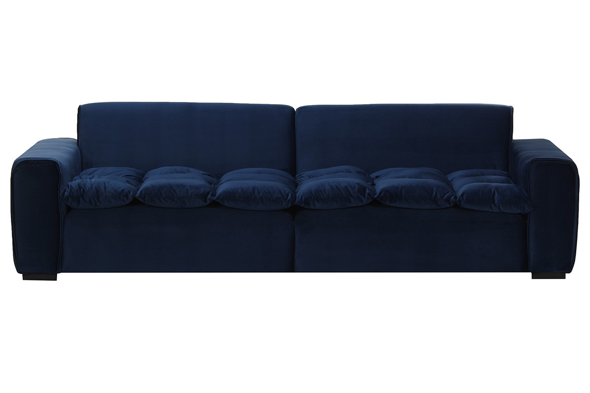 Canap 4 places design velours bleu nuit MELLOW