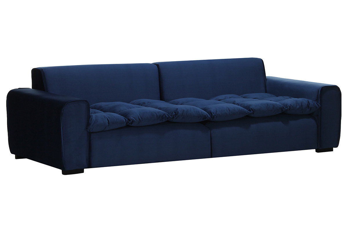 Canap 4 places design velours bleu nuit MELLOW