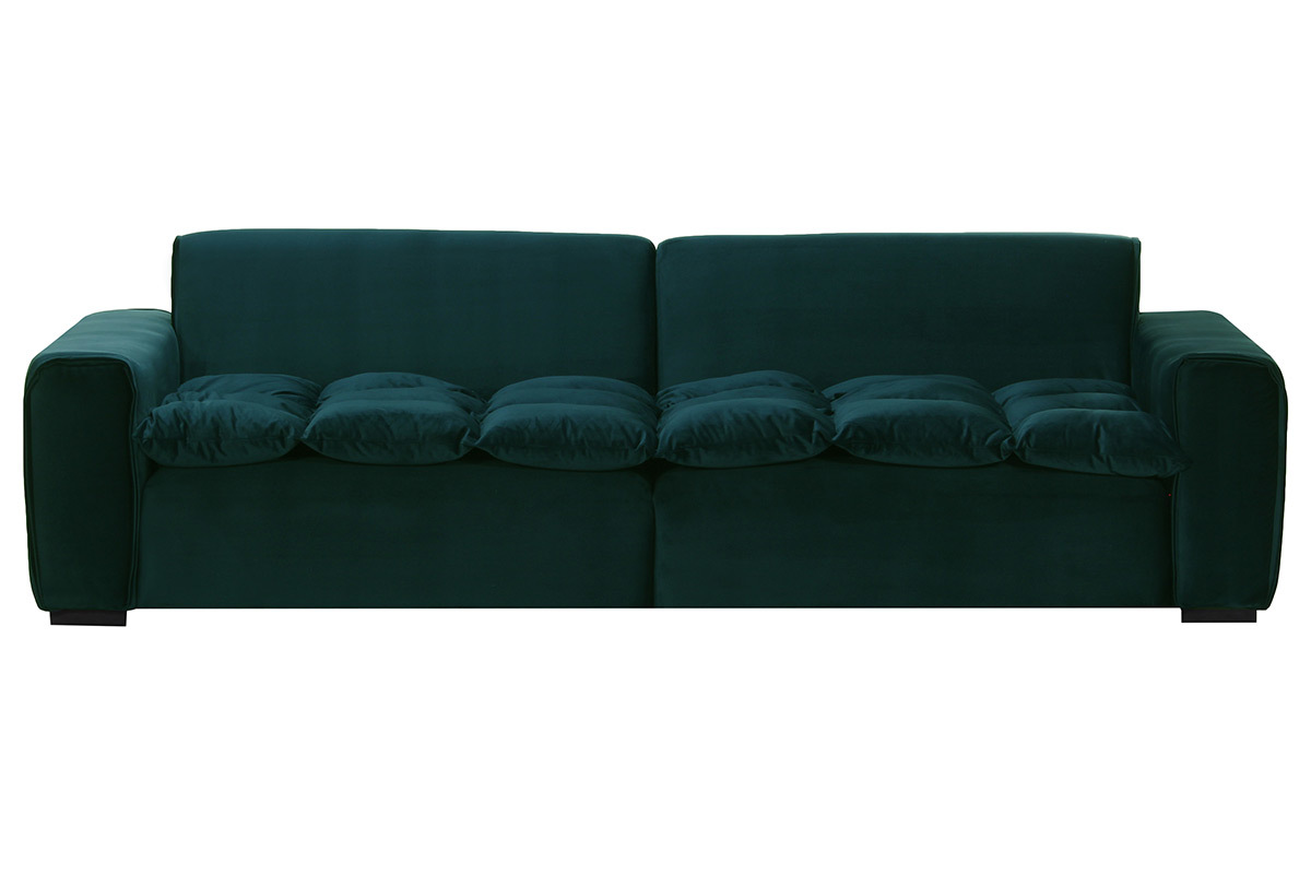 Canap 4 places design velours vert opale MELLOW