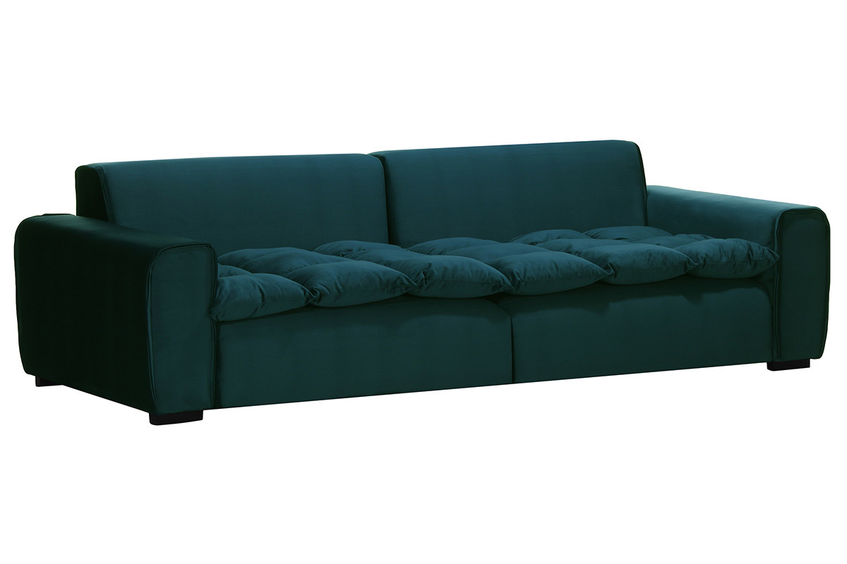 Canap 4 places design velours vert opale MELLOW