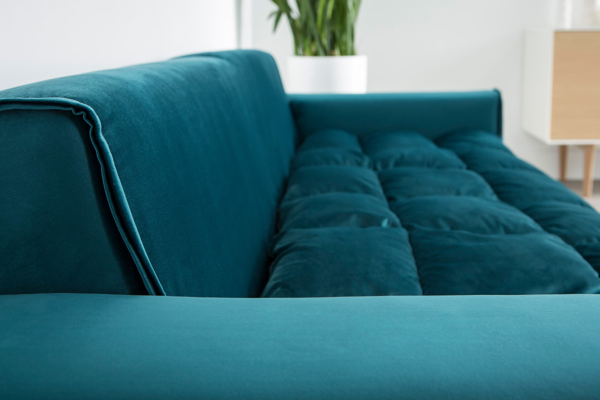 Canap 4 places design velours vert opale MELLOW