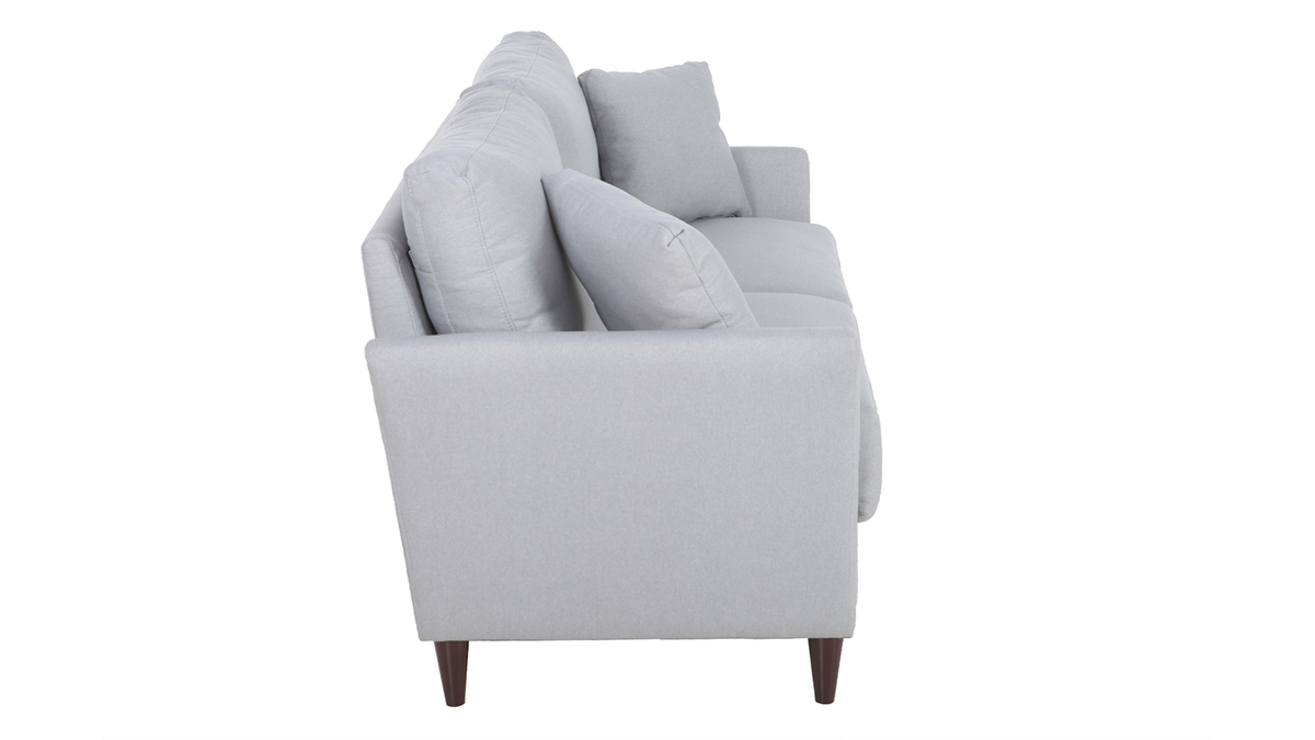 Canapé avec coffre 3 places en tissu gris clair et bois foncé MEDLEY