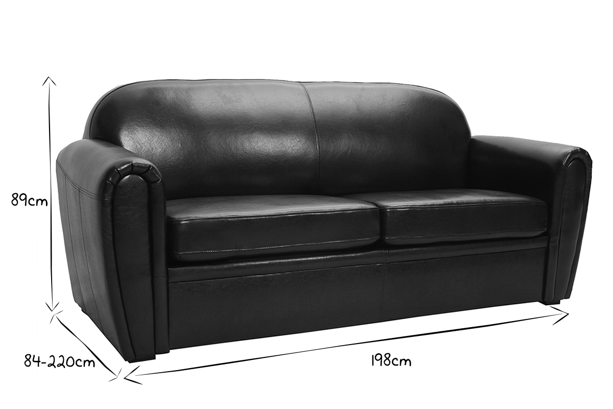 Canap� Club convertible cuir marron clair 3 places - cuir de vachette