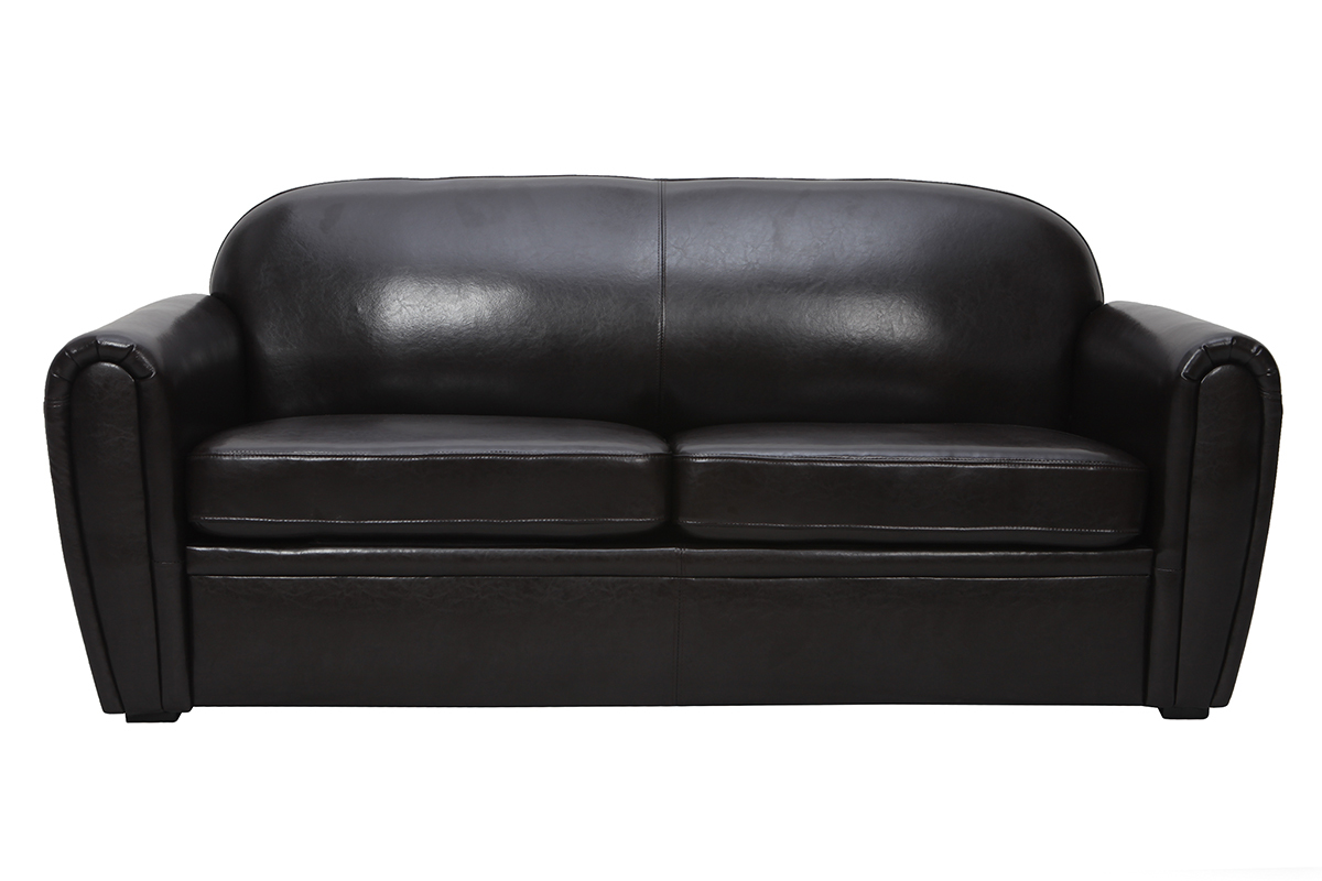 Canap Club convertible cuir marron fonc 3 places - cuir de vachette