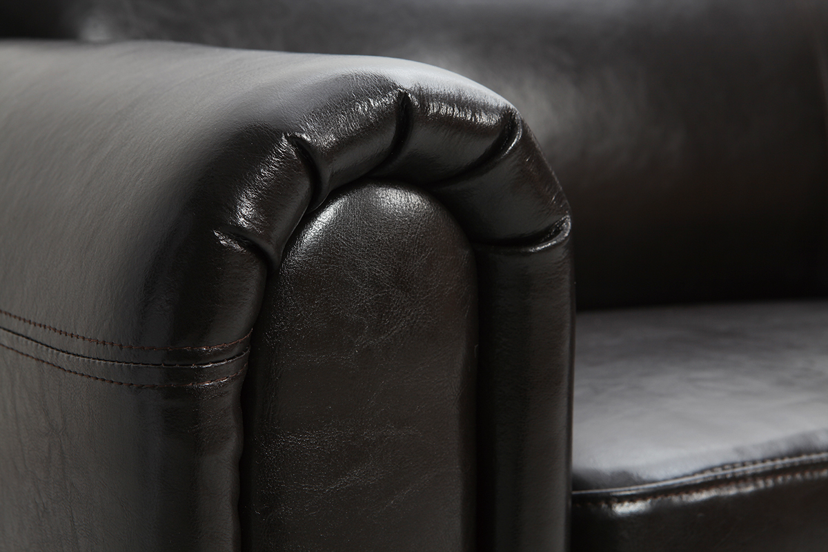 Canap Club convertible cuir marron fonc 3 places - cuir de vachette