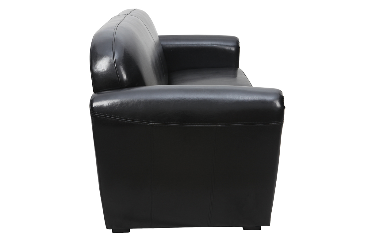 Canap Club convertible en cuir noir 3 places - cuir de vachette