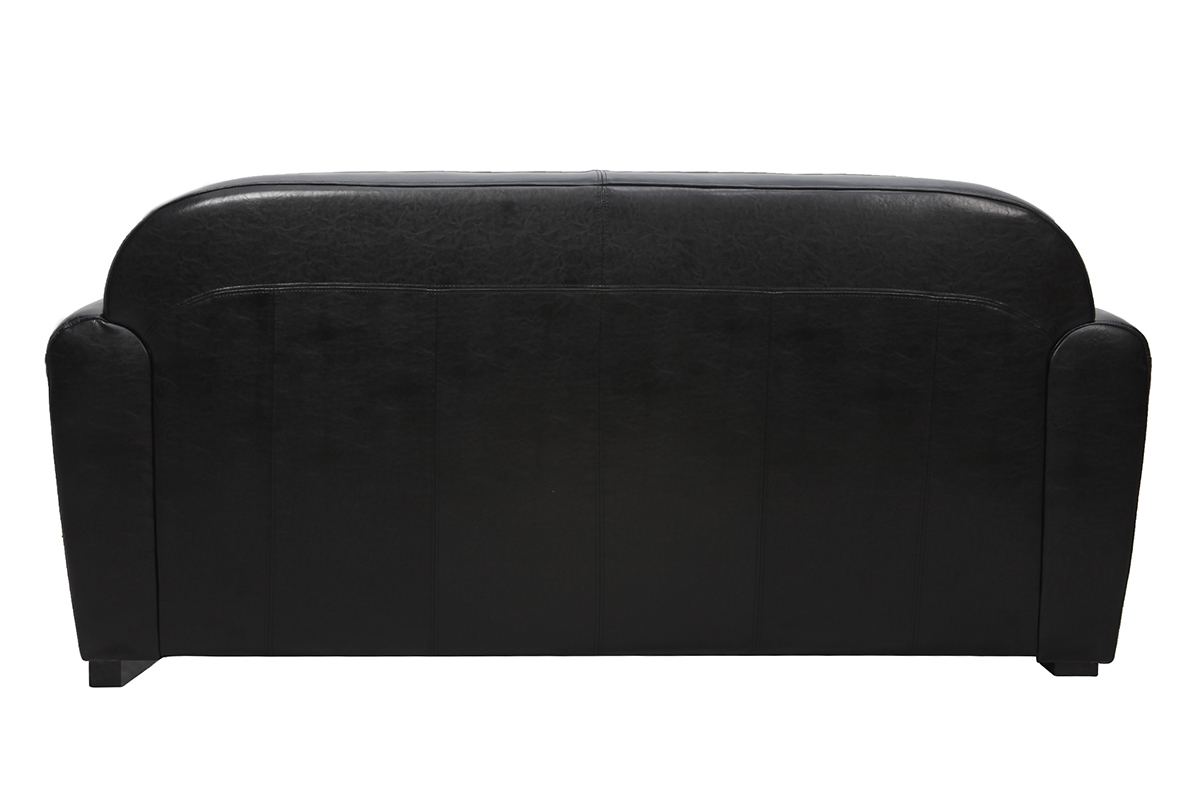 Canap Club convertible en cuir noir 3 places - cuir de vachette
