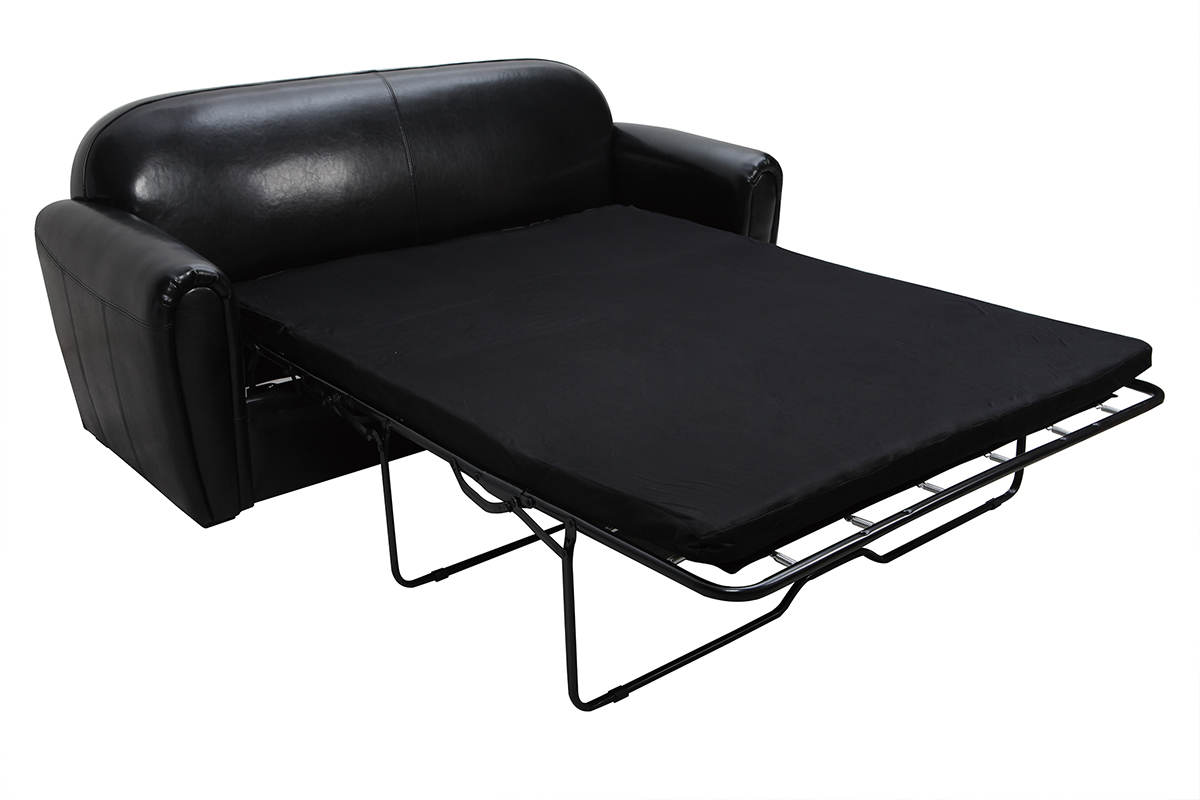 Canap Club convertible en cuir noir 3 places - cuir de vachette