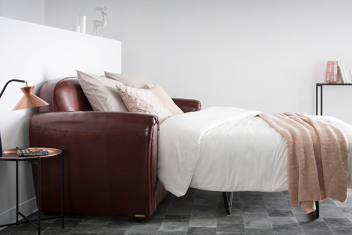 Canap Club convertible en cuir noir 3 places - cuir de vachette