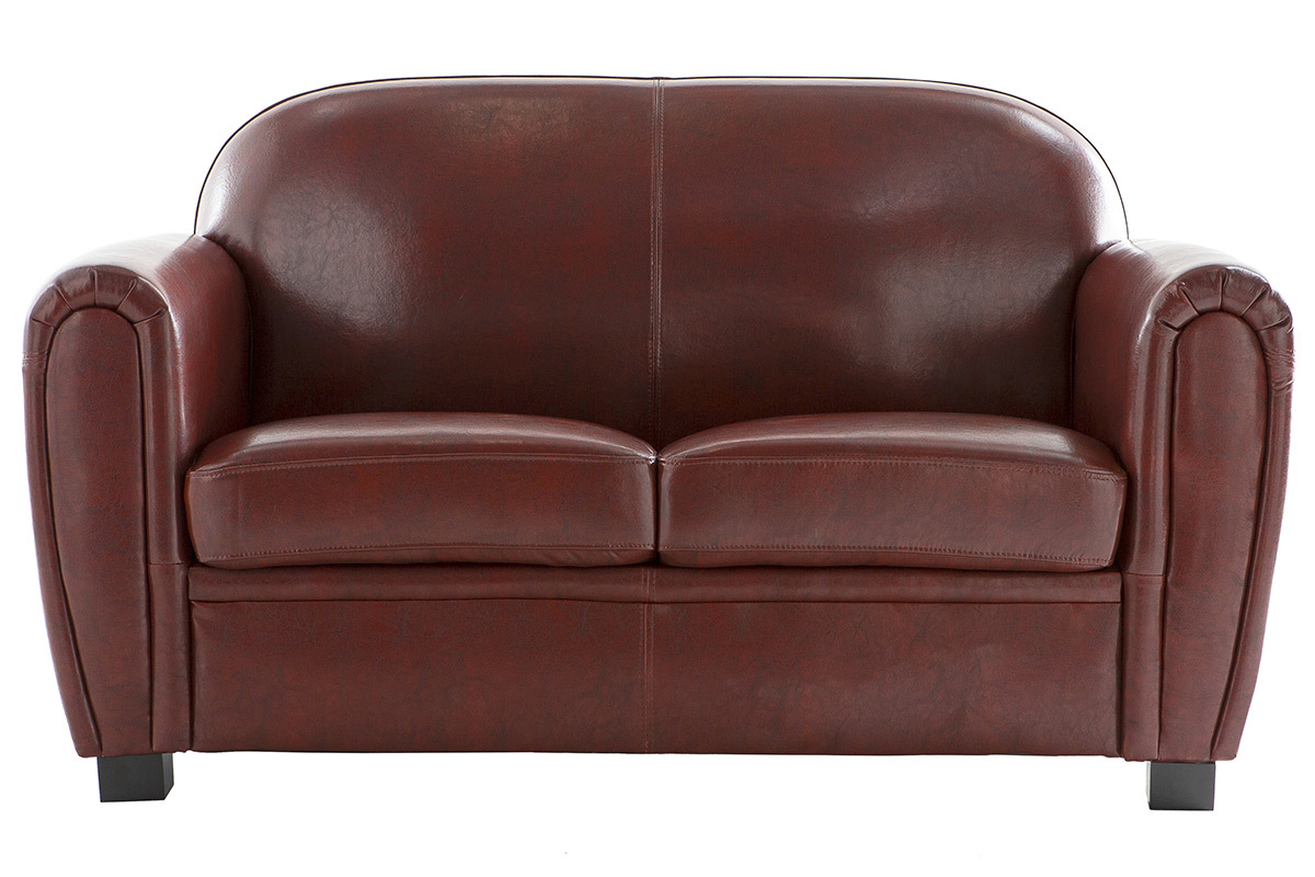 Canap� Club cuir marron clair 2 places - cuir de vachette