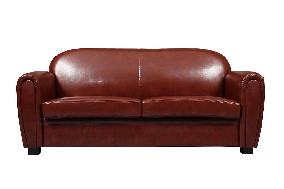 Canap� Club cuir marron clair 3 places - cuir de vachette
