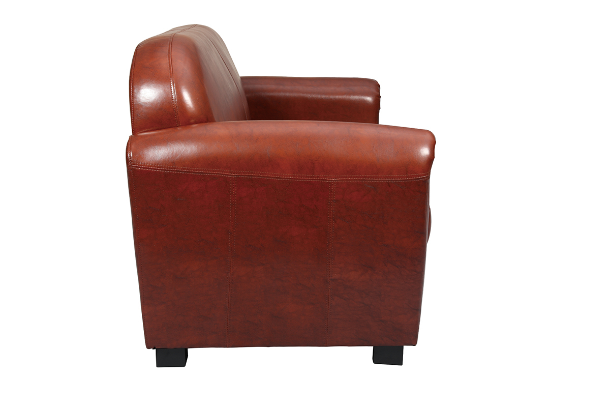 Canap� Club cuir marron clair 3 places - cuir de vachette