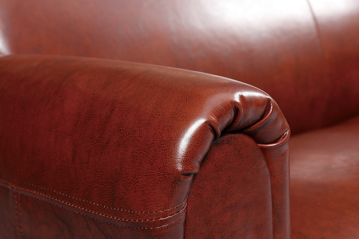 Canap� Club cuir marron clair 3 places - cuir de vachette