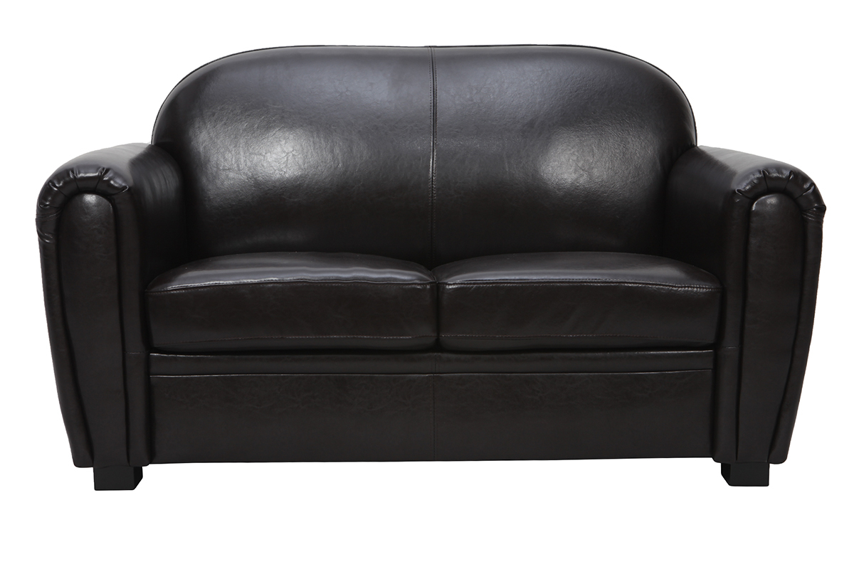 Canap� Club cuir marron fonc� 2 places - cuir de vachette