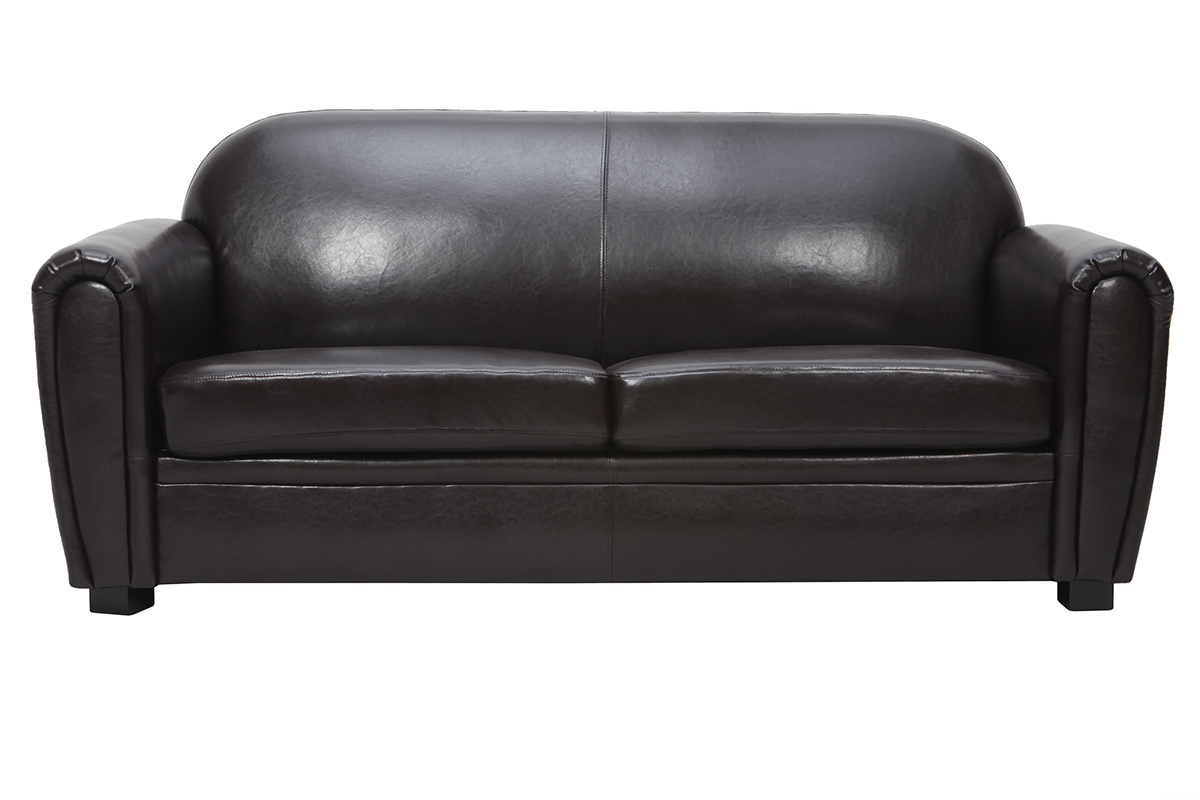 Canap� Club cuir marron fonc� 3 places - cuir de vachette