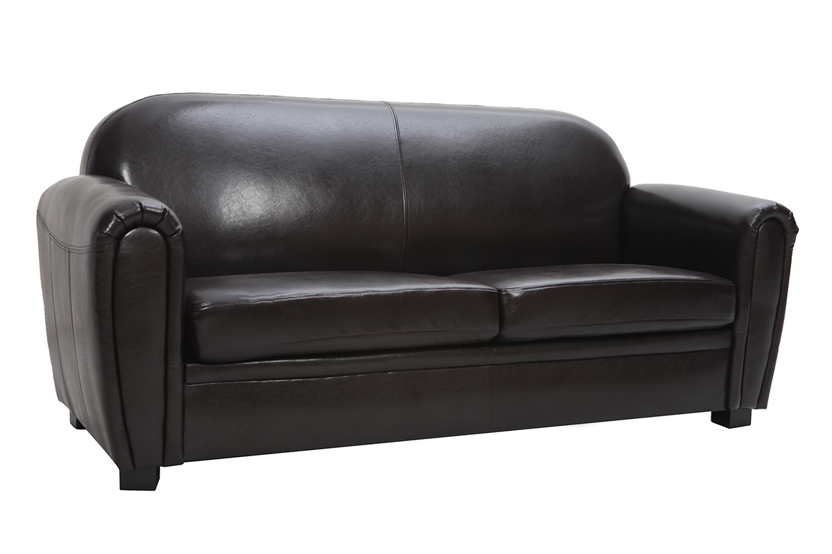 Canap� Club cuir marron fonc� 3 places - cuir de vachette