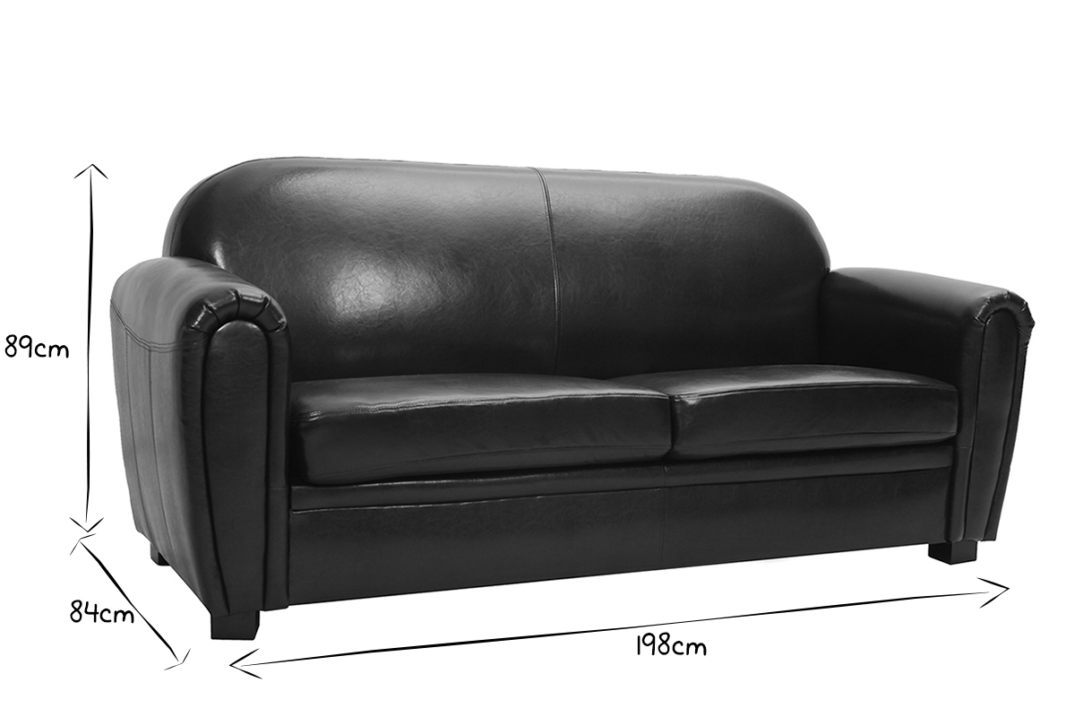 Canap� Club cuir marron fonc� 3 places - cuir de vachette