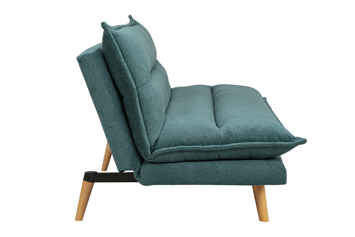 Canap convertible 3 places tissu velours cladon bois clair