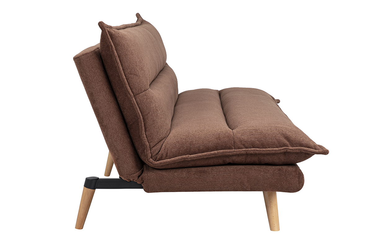 Canap convertible BINGO en velours terre brle, vue de profil.