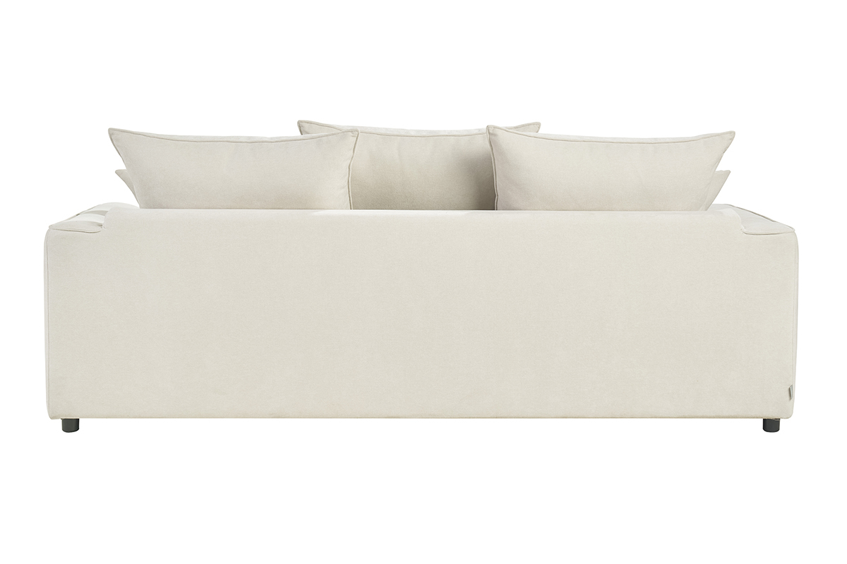 Canap convertible 3 places en tissu beige, vue arrire.