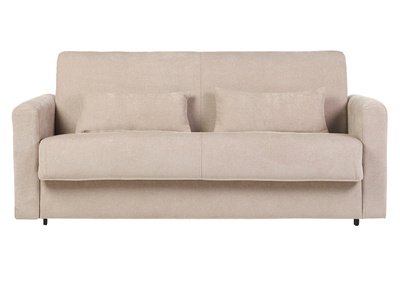 Canapé convertible 3 places en tissu effet velours beige avec matelas 13 cm LETTO