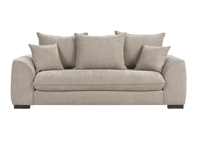 Canapé convertible 3 places en tissu effet velours taupe avec matelas 12 cm ARMAND