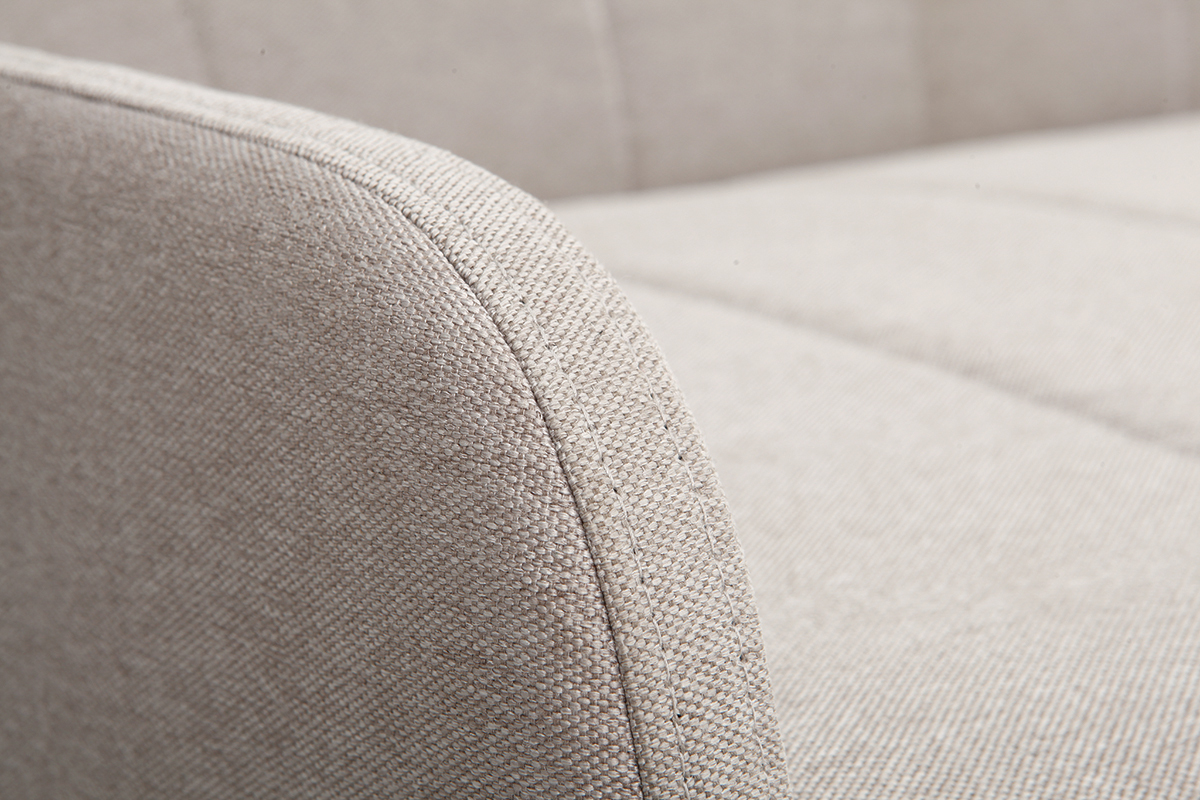 Canap� convertible 3 places en tissu gris clair et bois clair ARYA