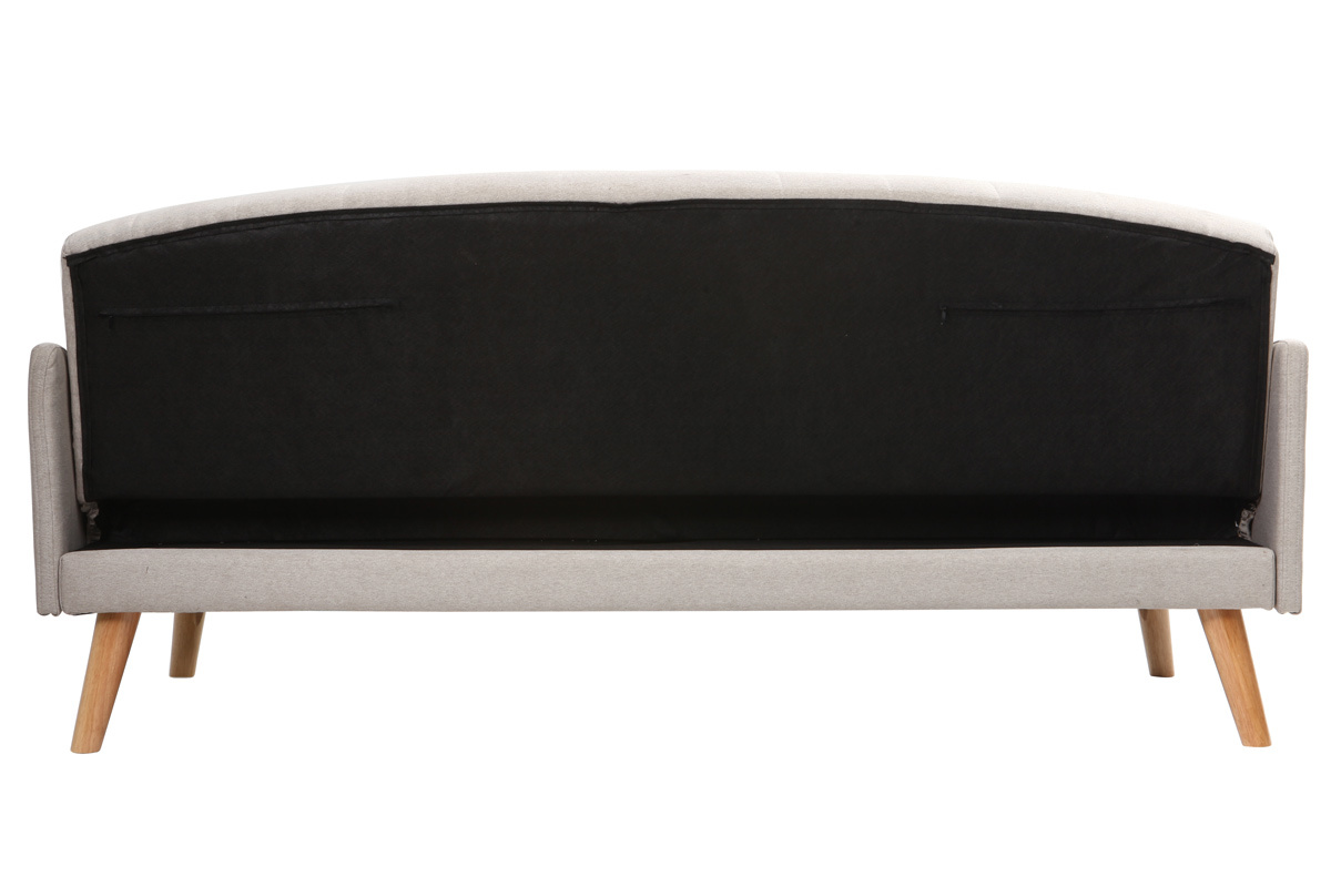 Canap� convertible 3 places en tissu gris clair et bois clair ARYA