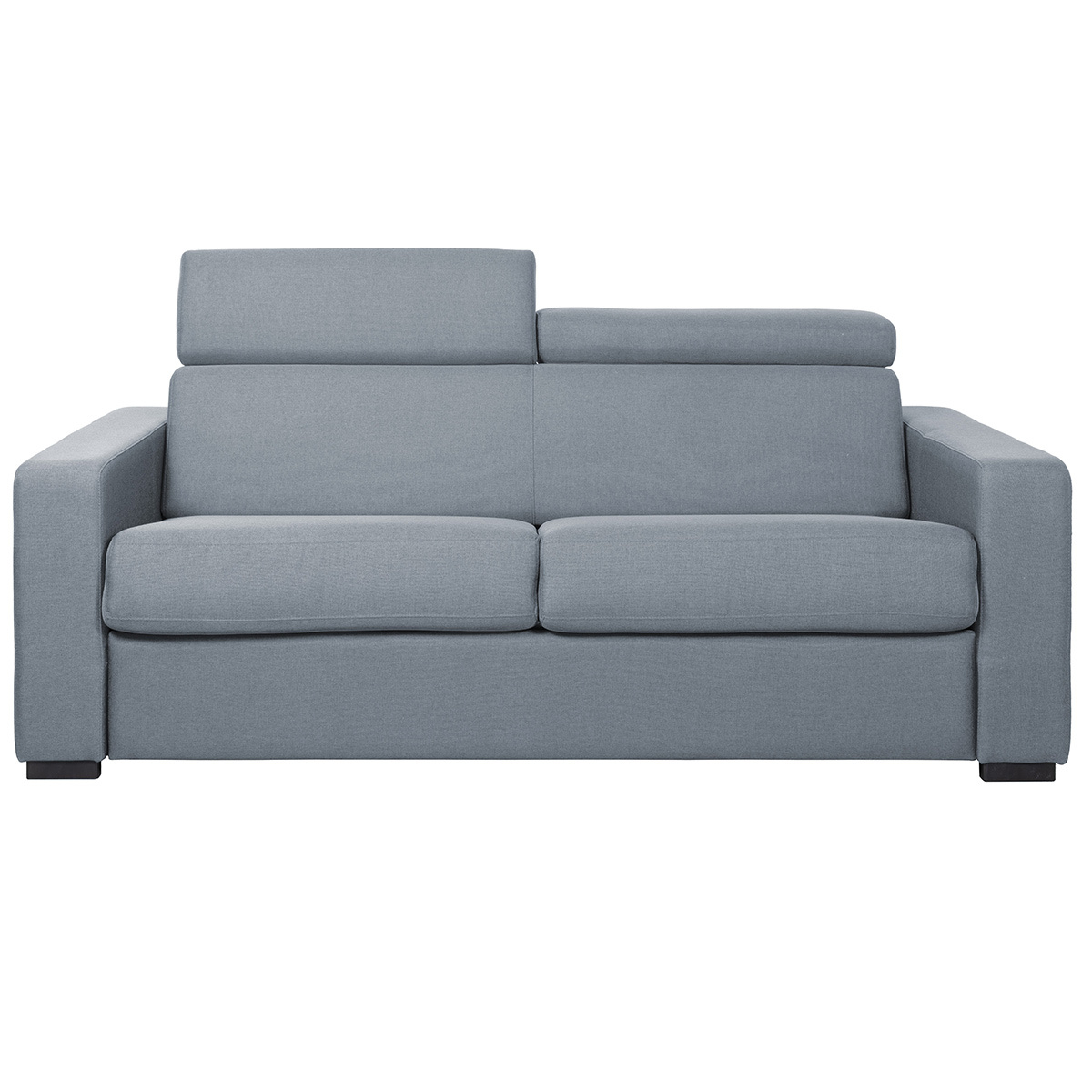 Canapé convertible avec têtières ajustables 3 places en tissu gris clair avec matelas 12 cm NORO vue1
