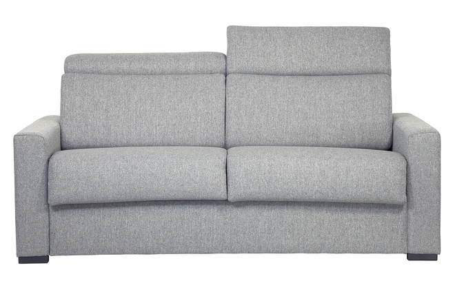 Canapé convertible panoramique ANTONIA avec le pouf en velours côtelé gris anthracite