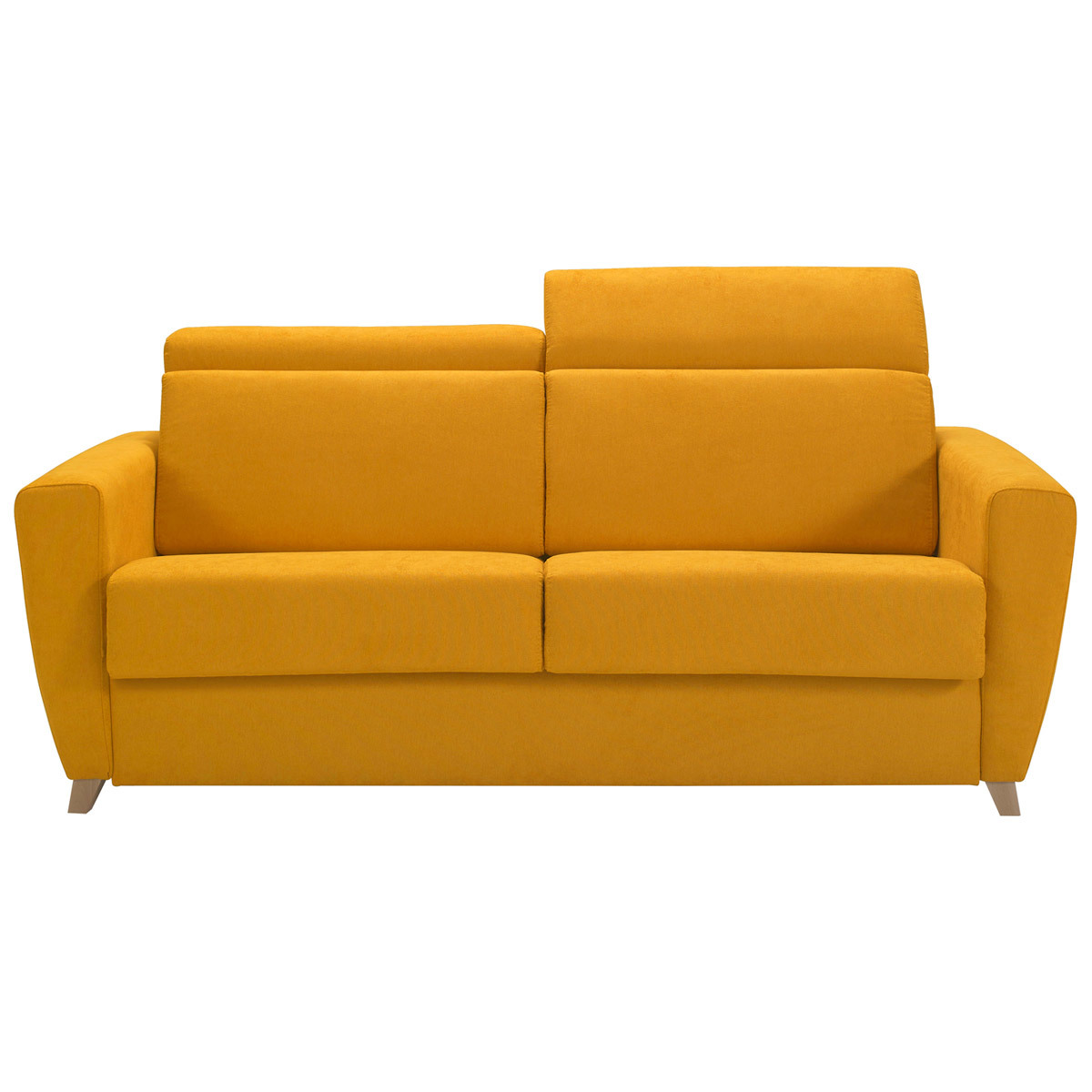 Canapé convertible avec têtières ajustables 3 places en tissu jaune avec matelas 13 cm GOYA vue1