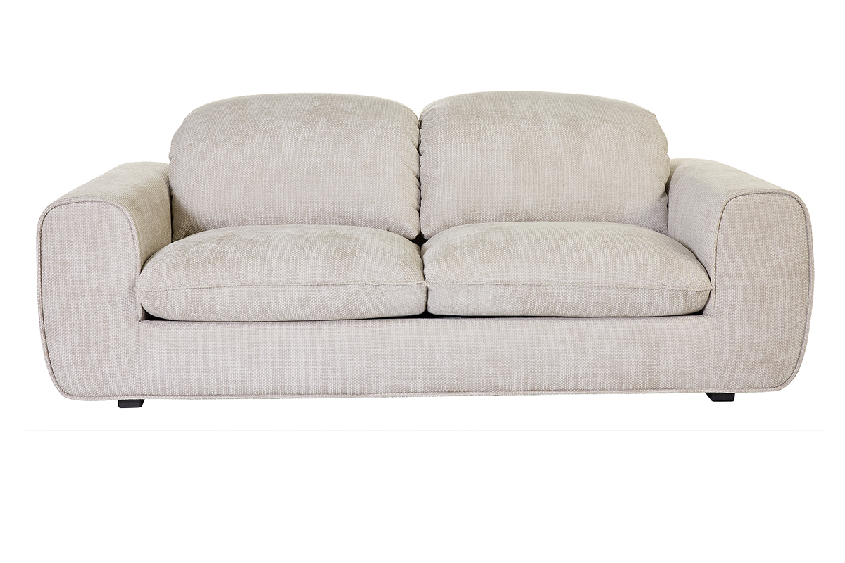 Canap� convertible avec t�ti�res ajustables 3 places en tissu velours chenille beige NOAM