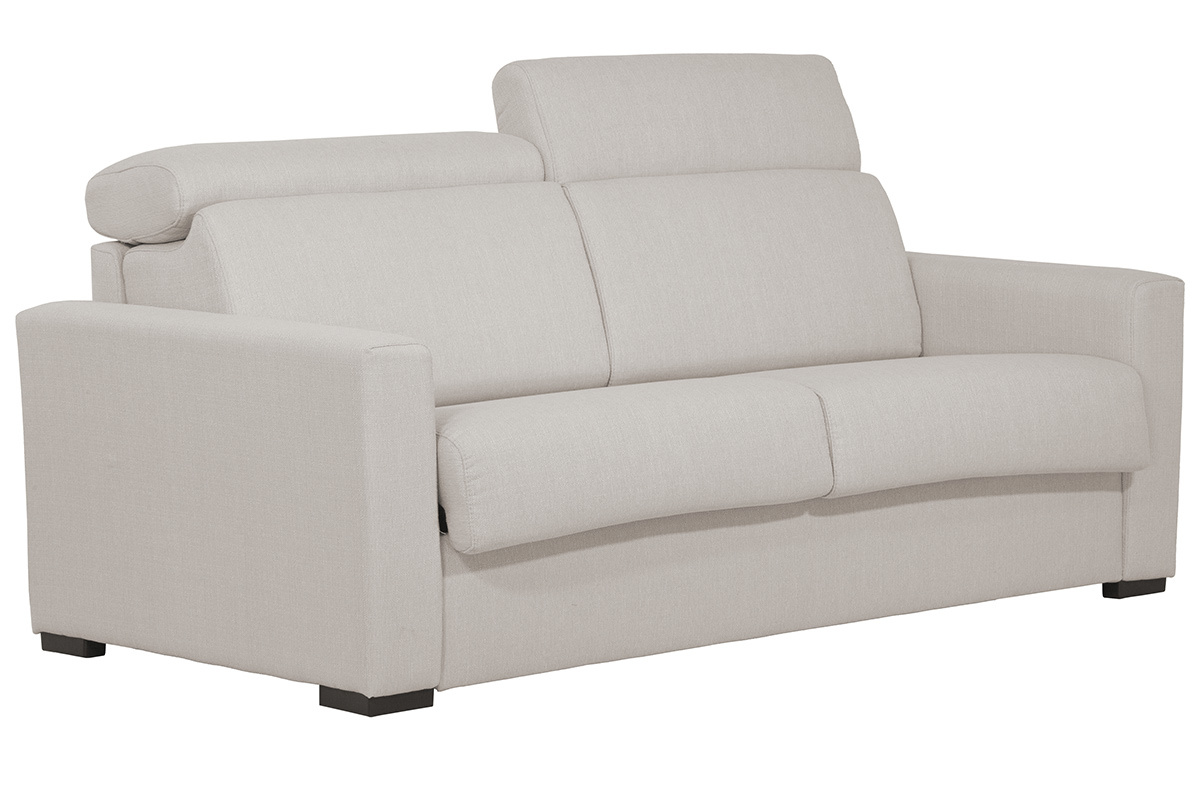 Canap� convertible contemporain avec t�ti�res ajustables beige avec matelas 12 cm NORO