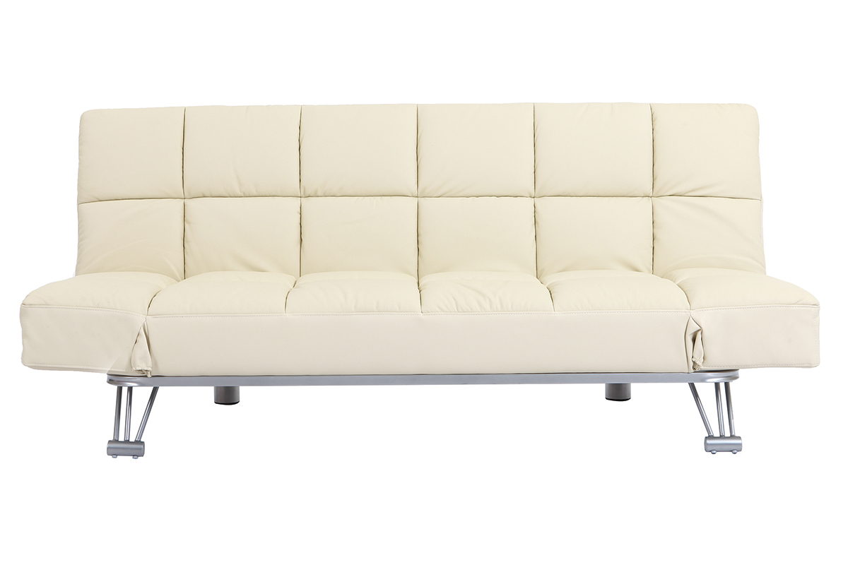 Canap� convertible cuir 3 places beige MANHATTAN - cuir de vache