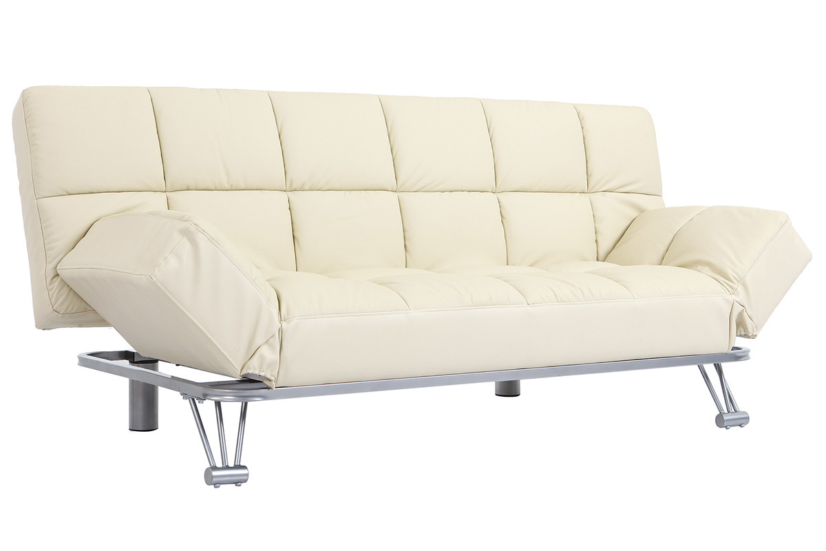 Canap� convertible cuir 3 places beige MANHATTAN - cuir de vache
