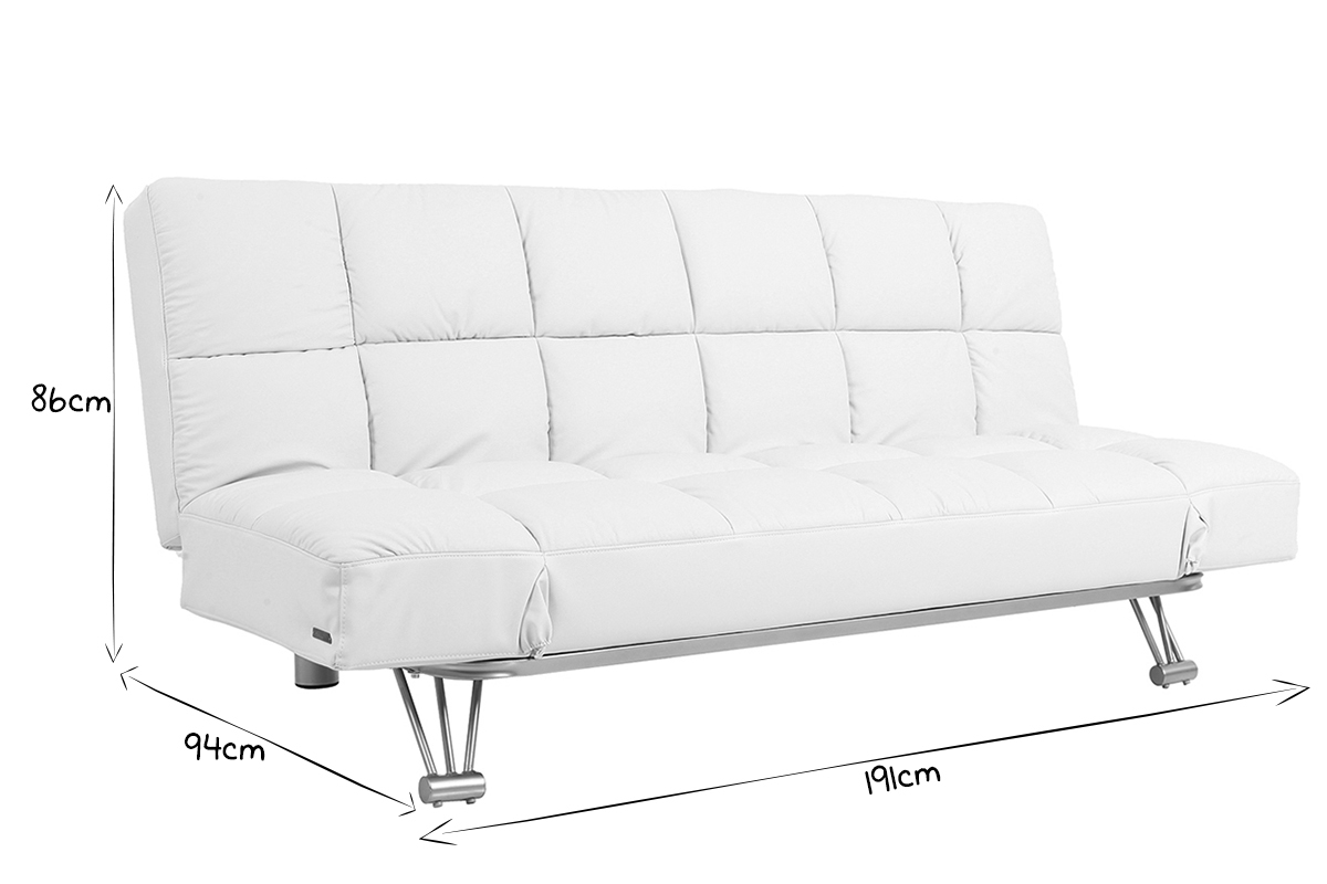 Canap� convertible cuir 3 places blanc cass� MANHATTAN - cuir de vache